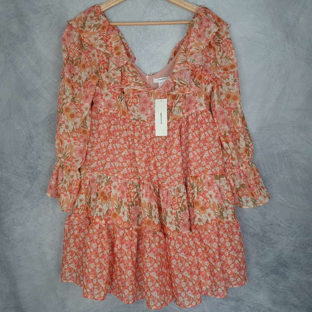 Urban Outfitters Glamorous Dress Womens XS Floral Babydoll Tiered Ruffle Boho